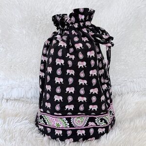Vera Bradley Pink Elephants Quilted Lined Travel Laundry Bag